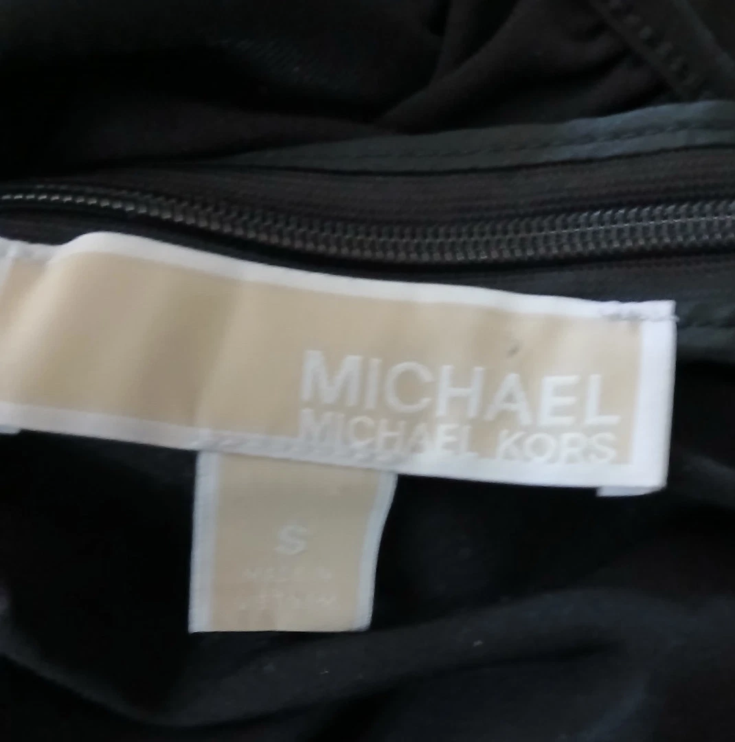 Abito donna Michael Kors piccolo spalle fredde manica lunga sopra ginocchio nero maglia