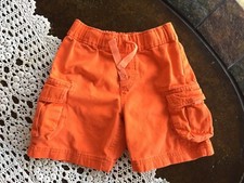 Hanna Andersson Boys Orange Elastic Waist Shorts Cargo Sz 100