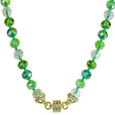 Kirks Folly Divine Ombre 10mm Beaded Magnetic Necklace  goldtone / multi green