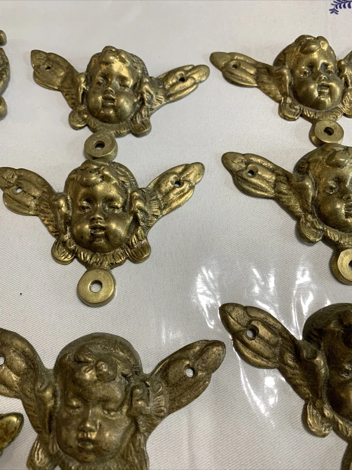 "Antigua pared de ángel bronce hecho en Japón querubín latón lote de 13 piezas alas de 4,3""" Foto 3 de 4