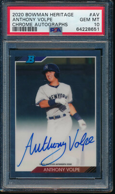 PSA 10 ANTHONY VOLPE AUTO 2020 Bowman Heritage Chrome Autograph RC 