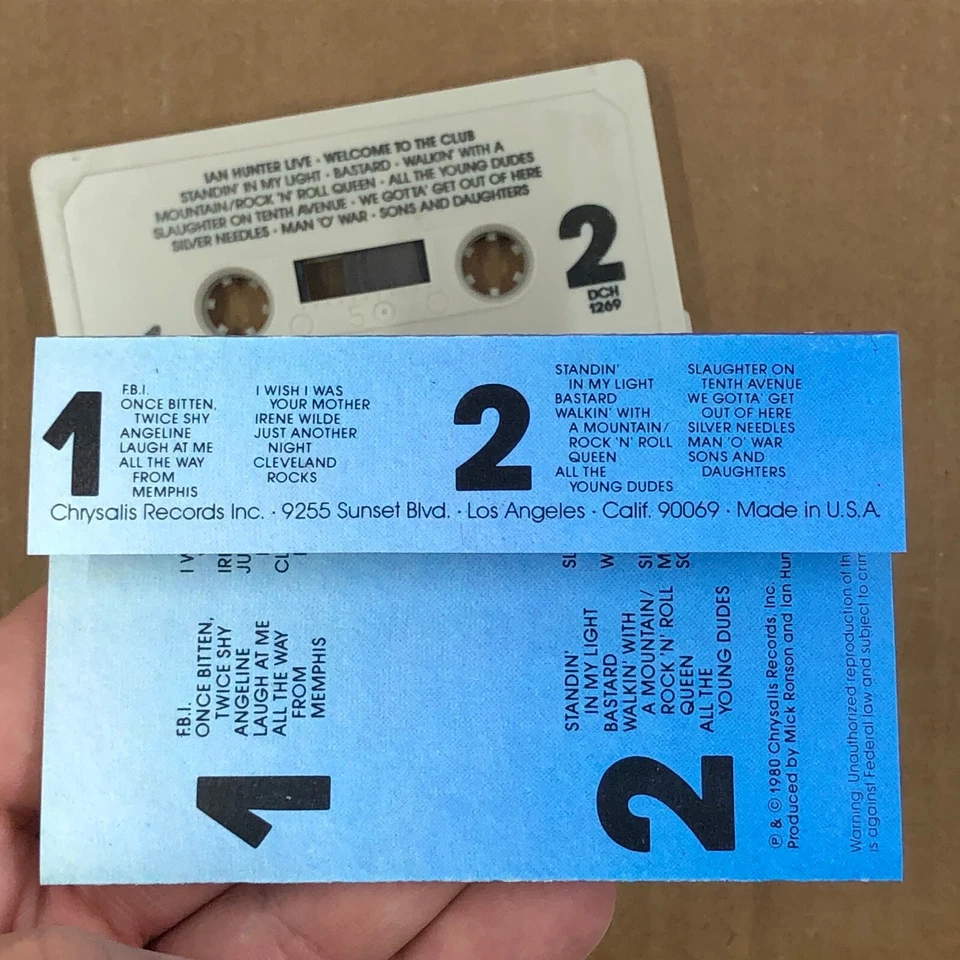 IAN HUNTER Cassette Tape LIVE WELCOME TO THE CLUB Pop Rock ONCE BITTEN TWICE SHY - Image 4 of 4