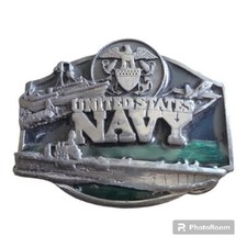 United States Department of The Navy Vintage Belt Buckle leather belt