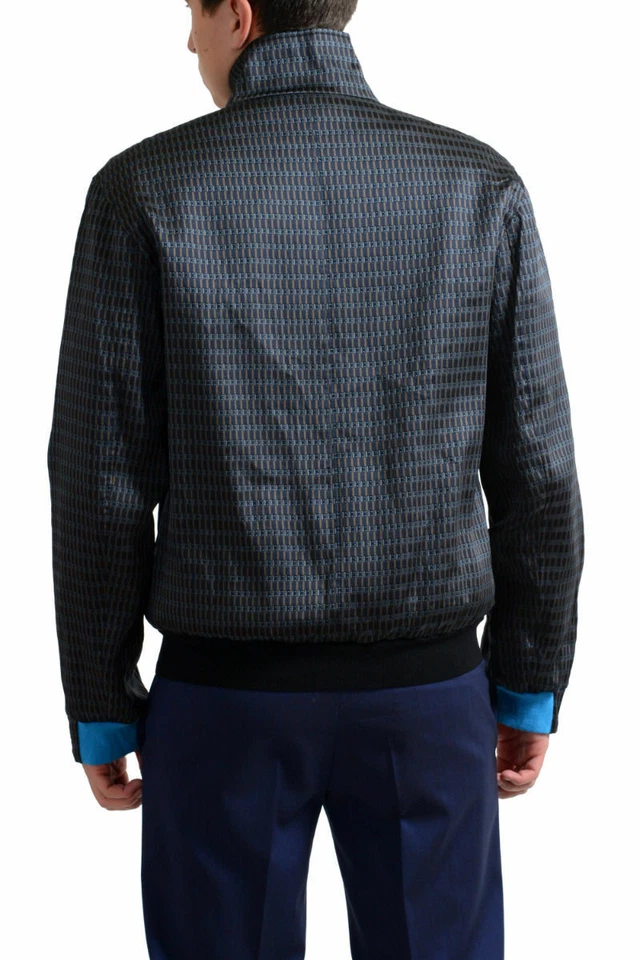 Lanvin 男式多色丝绸全拉链轰炸机夹克 US S M — 第 2/3 张图片