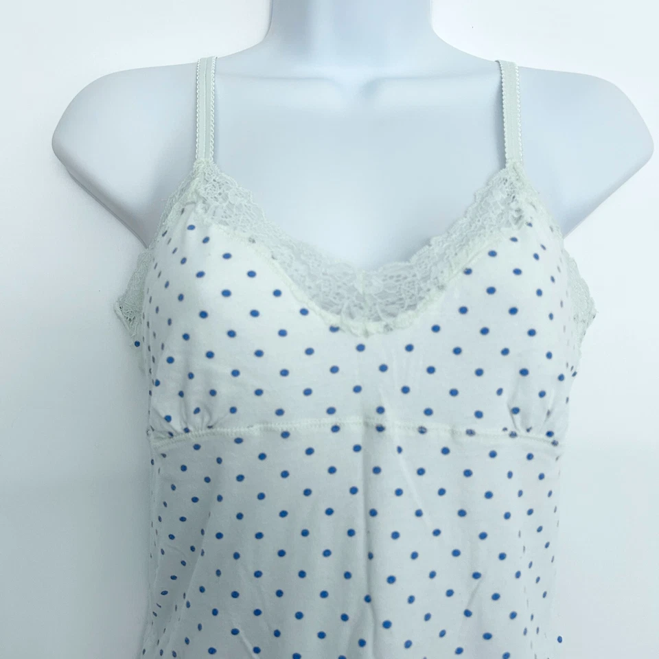 American Eagle Y2K Lace Trim Babydoll Tank Top Medium Coquette Preppy Polka Dot - Image 2 of 4