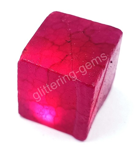 119.00 Ct Natural Red Ruby Cube Rough Dyed Certified African Loose Gemstone M25 - Picture 2 of 9