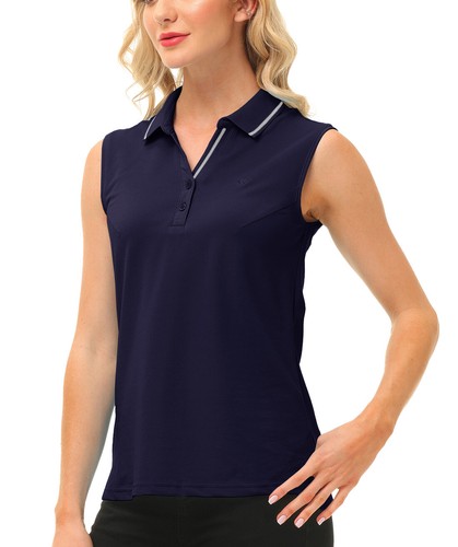 Women Button Golf Polo Gym Sleeveless Shirt T-shirt Casual Climbing Tennis Top - Picture 48 of 182