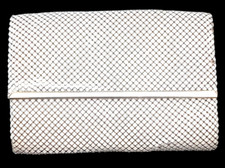 Vintage Whiting  Davis CLASSIC Mesh Clutch Purse Evening Shoulder Bag White