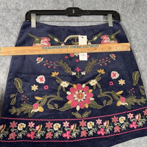 Harper Heritage Corduroy Floral Fauna Embroidered Mini Skirt Womens Medium Navy - Picture 12 of 14