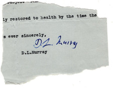 David Leslie Murray (1888-1962) Signed Clip / Autographed British Author, Editor