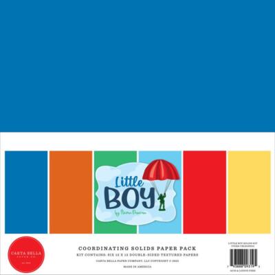 Carta Bella ''Little Boy'' 12x12'' Coordinating Solids Paper Pack - Cardstock