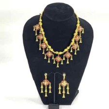1 Thai Jewelry Set Vintage Style Gold Red Gem looks Wedding Occasional Parade