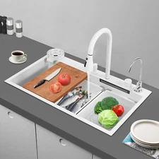 Kitchen Sink Stainless Steel Drop In Sink Topmount 31.5*18.11*8.66" Single Bowl