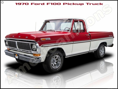1970 Ford F100 Pickup Truck NEW Metal Sign: Ranger XLT Model in Red & White - 第 1/1 張圖片