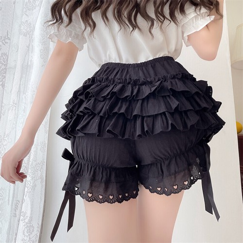 Women Lolita Bloomers Layered Tiered Ruffle Pumpkin Shorts Knickers Panties - Picture 10 of 16