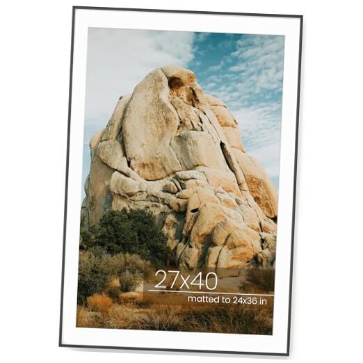 Poster Frame, Unqiue Brushed Cross-Hatch Aluminum Photo Frame with 27x40 Black