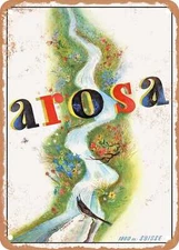 METAL SIGN - 1938 Arosa, 1800m above sea level in Switzerland Vintage Ad