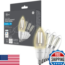 GE CYNC Smart LED Light Bulb, B11 Candle, Alexa Google Assistant, Soft White