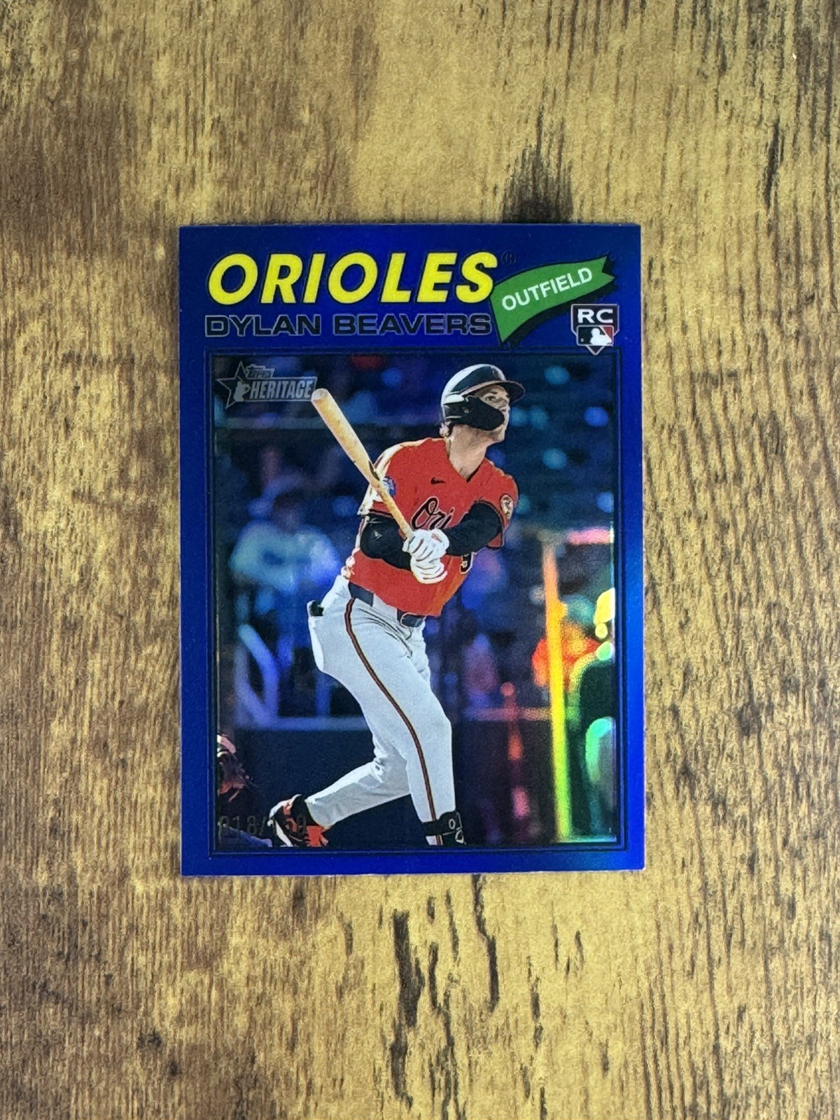2026 Topps Heritage Blue Chrome #48 Dylan Beavers, Baltimore Orioles SP/150 RC