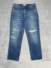 Abercrombie  Fitch The Ankle Straight Jeans Women 32 Blue Ultra High Rise 31x27