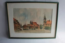 Original watercolor Place Suisse (52458)