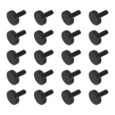 20pcs M4 x 10mm Knurled Thumb Screws, Black Steel Flat Head Thumb Screws Metric