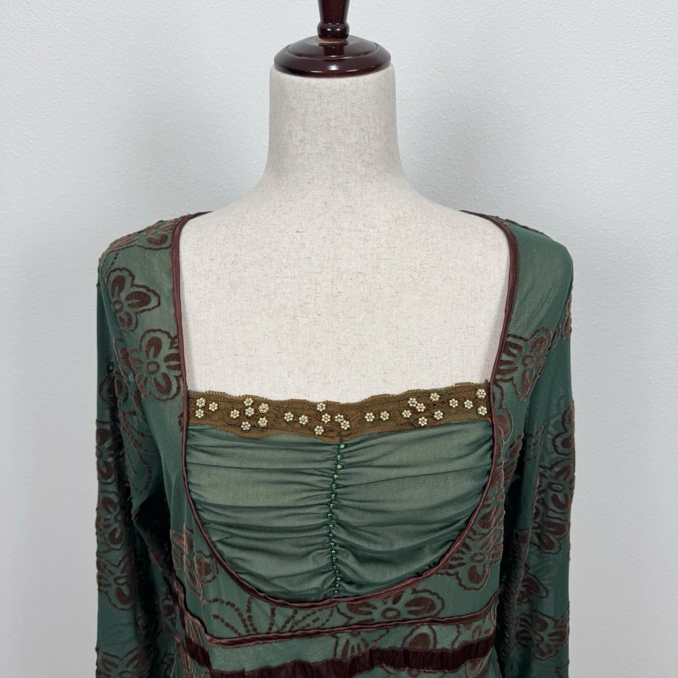 The Pyramid Collection Top Womens L Green Fairycore Goblin Renaissance Whimsical - Image 2 of 4