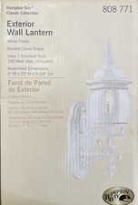 Hampton Bay Exterior Wall Lantern White Finish Beveled Glass Shade 100 Watt