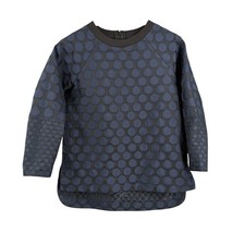 Madewell Polka Dot Crew Neck Long Sleeve Top XS Blue Black Business Office