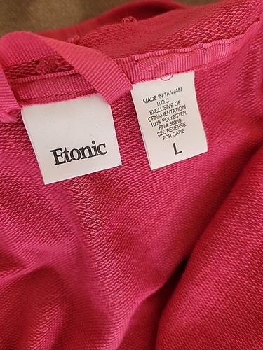 vintage 80s short sleeve sweatshirt etonic 70's pink hoody large zipp cropped - 第 9/11 張圖片