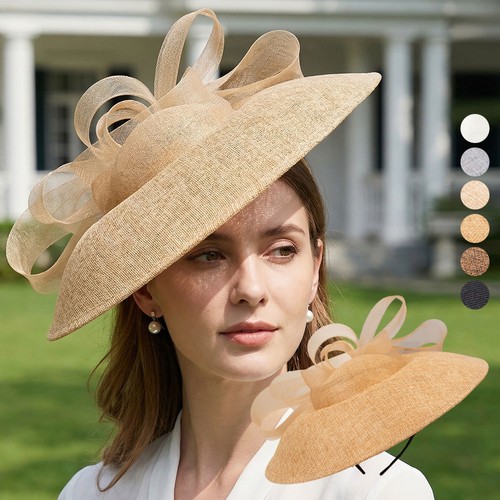 Hut mit breiter Krempe Netz Schleife Fascinator Hochzeit Kappe Braut Cocktail Tee Party Kleid Hut