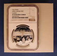 2022 Silver Proof 1oz £2 coin "City Views  - London" NGC PF70 with Case & COA