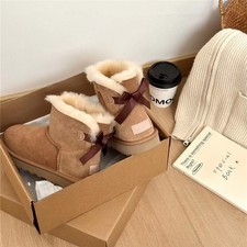 2026 Women's Shoes Mini Bailey Bow II Boots Chestnut Slip On Ankle Boots New