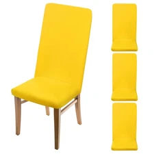 4Pcs Dining Room Chair Covers, 45-55cm Parson Chair Slipcover, Yellow