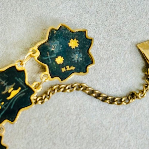 Vintage Japanese Damascene Panels 24K Gold Plated Bracelet - Bild 5 von 8