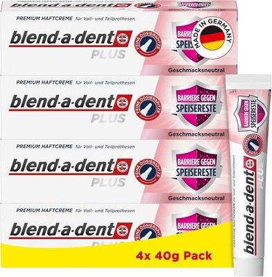 Blend-a-dent Plus Premium Haftcreme Barriere Gegen Speisereste,4x 40g Pack, OvP