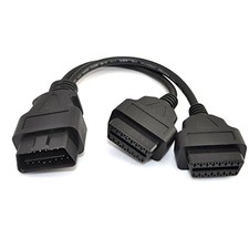 30cm/12 OBD2 OBD II Splitter Extension Y J1962 16 Pin Cable Male to Dual