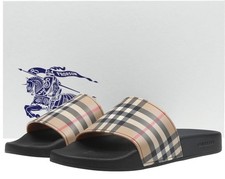 NEW BURBERRY LADIES ARCHIVE BEIGE CHECK FLIP FLOPS POOL SLIDE SHOES 39/US 9