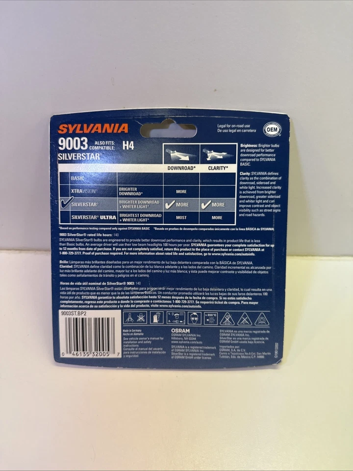 Juego de dos bombillas Sylvania SilverStar 9003 H4 55/60 vatios Foto 2 de 4
