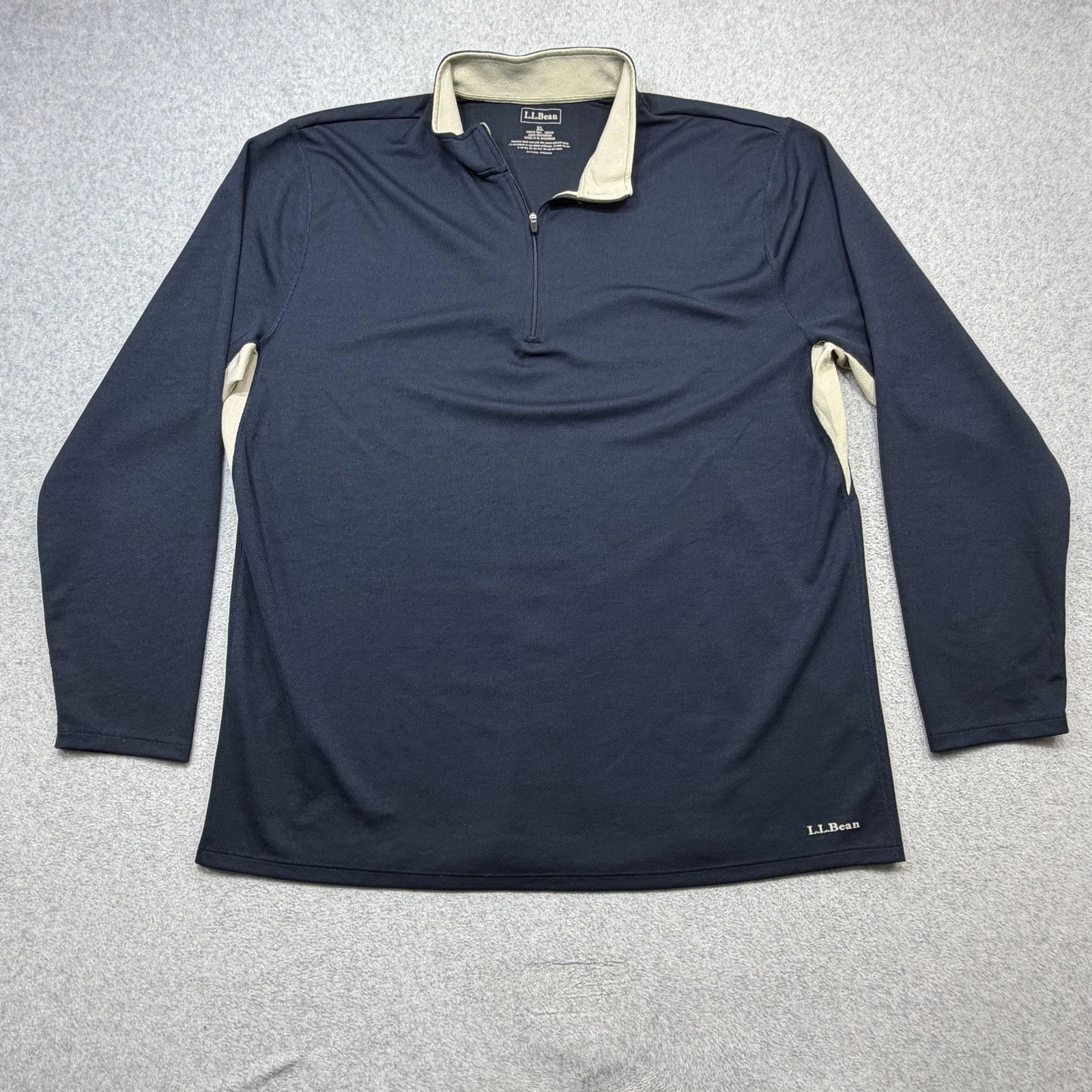 LL Bean Pullover Mens XLT Blue 1/4 Zip Long Sleeve Casual Hiking Lightweight