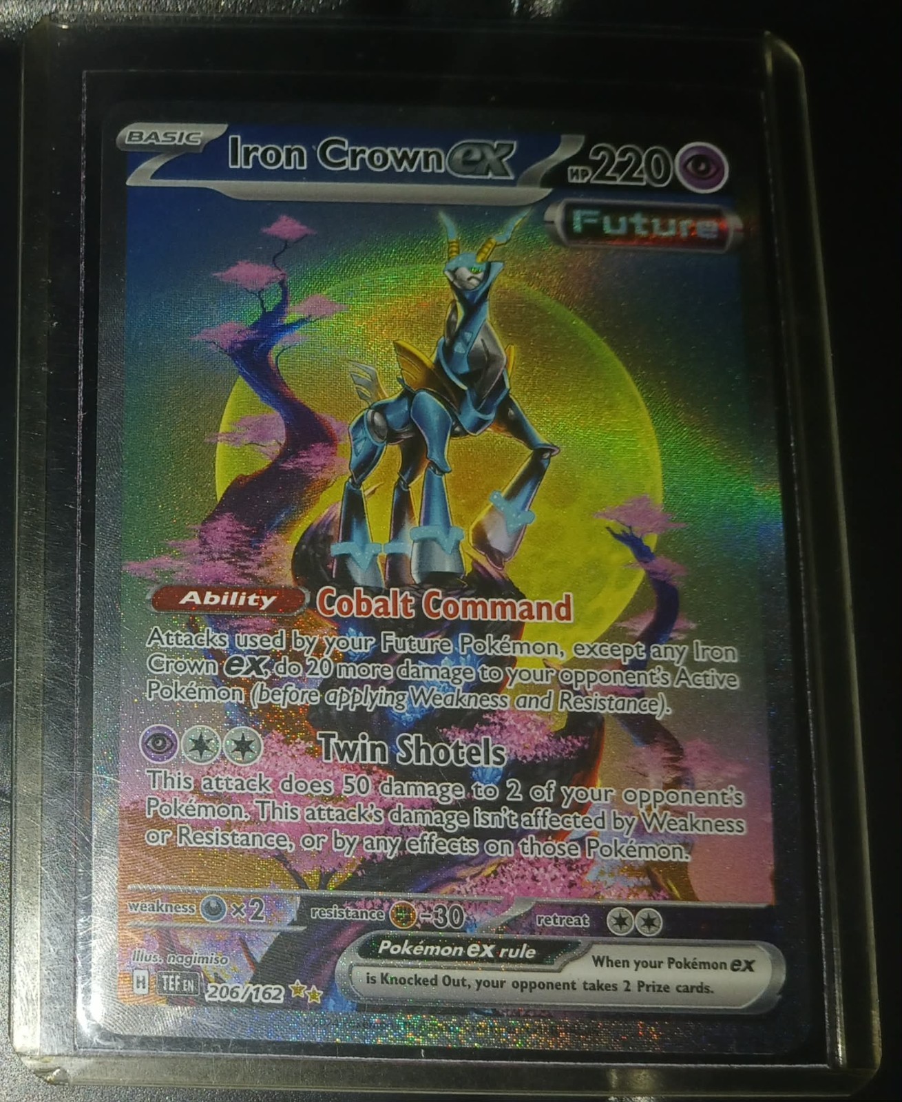 Iron Crown ex 206/162 SIR SV05 Temporal Forces Pokémon Card Full Art Holo NM