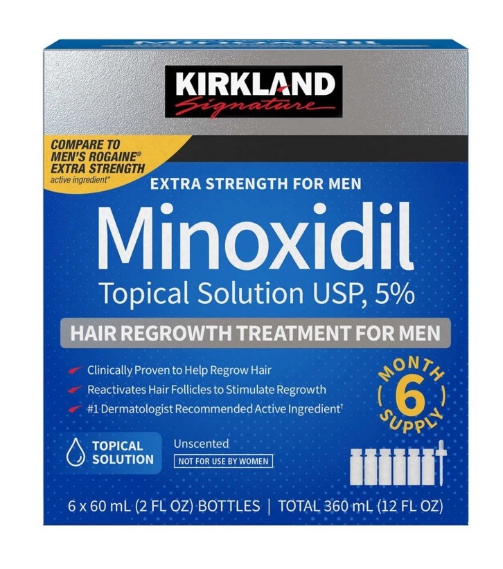 Kirkland Minoxidil 5% Extra Strength Men 6 Month Supply Hair Regrowth EXP 08/27+