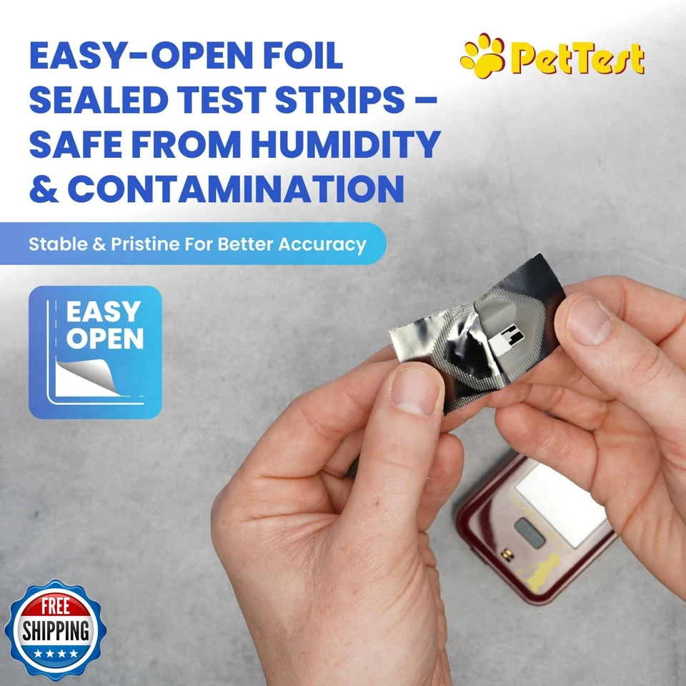 Тест-полоски на глюкозу в крови PetTest, легко открываются для использования с глюкометром Monito - Изображение 2 из 4