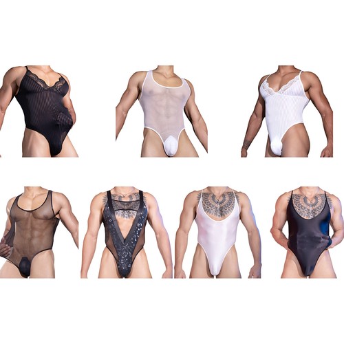 Mens Nightwear Sexy Swimwear Rave Jumpsuit Cosplay Leotard Carnival Bodysuit - Picture 1 of 89
