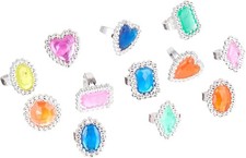 Colorful Plastic Jewel Rings for Kids 24 Pack Dress Up Accessories