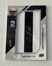 Cody Riggs 2015 Upper Deck Rookie Lettermen Letter I Auto Patch 16/50 Notre Dame