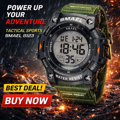 SMAEL 8123 Men's Digital Sport Watch 5Bar LED Alarm Chronograph 54mm