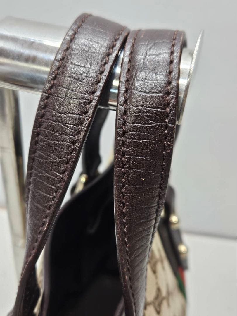 GUCCI Vintage GG Canvas Sherry Line Tote Bag Leather Trim Excellent Condition thumbnail 3