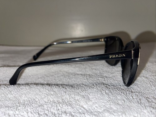 Prada Sunglasses SPR 01O 1AB-5W1 140 3p Polished Black with Gray Polarized - Picture 5 of 19