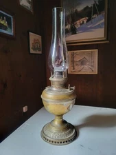 Antique Bradley & Hubbard Nickel Plated Oil Lamp, B&H Round Wick